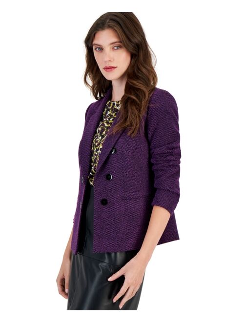 BAR III Women's Tweed Faux-Double-Breasted Jacket, Created for Macy's