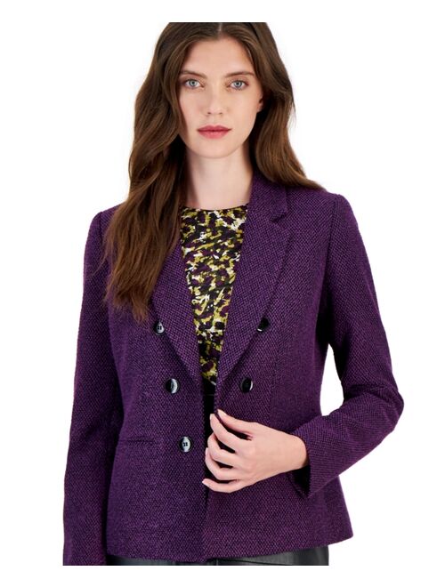 BAR III Women's Tweed Faux-Double-Breasted Jacket, Created for Macy's