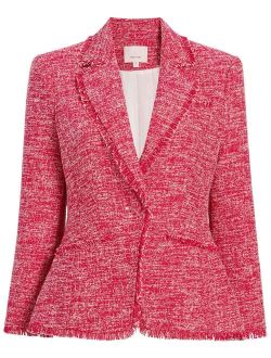 tweed single frayed breast blazer