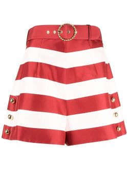 striped belted silk shorts