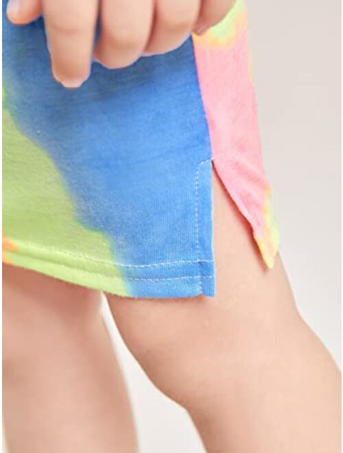 MakeMeChic Girl's Summer Casual T Shirt Dress Tie Dye Short Sleeve Mini Dress