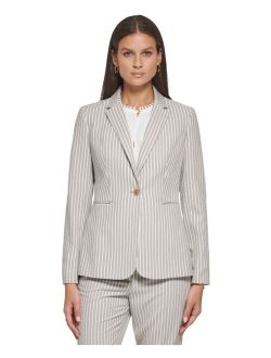 Women's Striped Single-Button Blazer