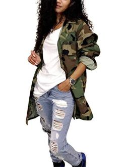 Antique Style Womens Street Fashion Plus Size Military Camouflage Printed BF Coat Safari Jacket Overcoats