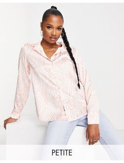 I Saw It First Petite oversized shirt in pink zebra print