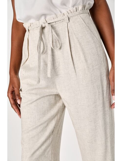 Lulus Exceptional Look Beige Linen Paperbag Pants