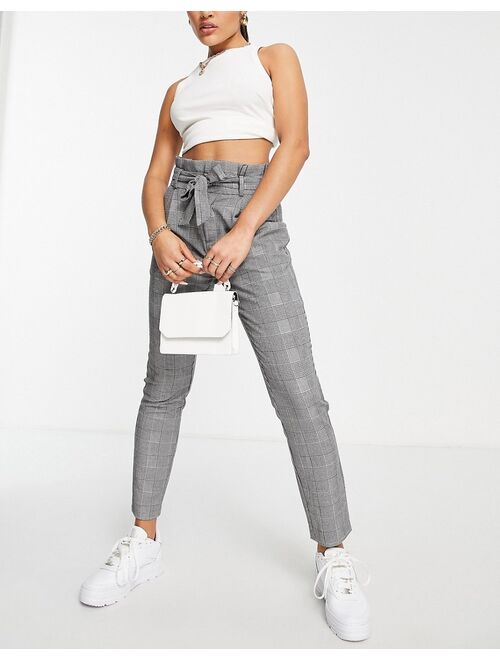 Vero Moda paperbag trousers in monochrome dogtooth