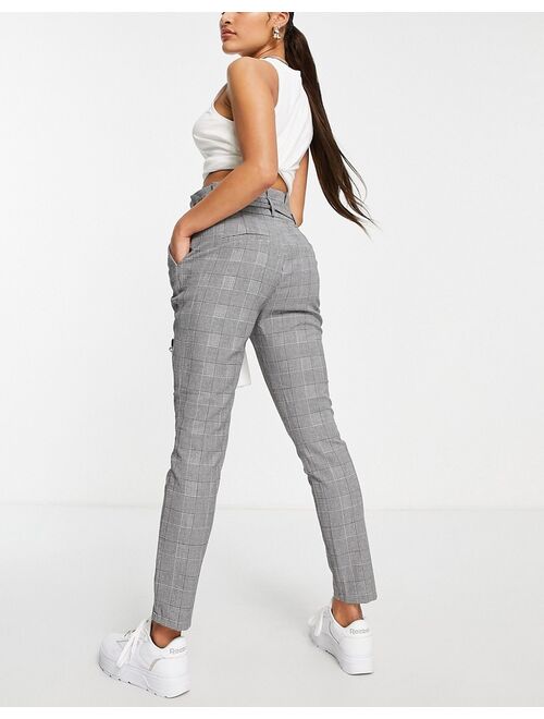 Vero Moda paperbag trousers in monochrome dogtooth