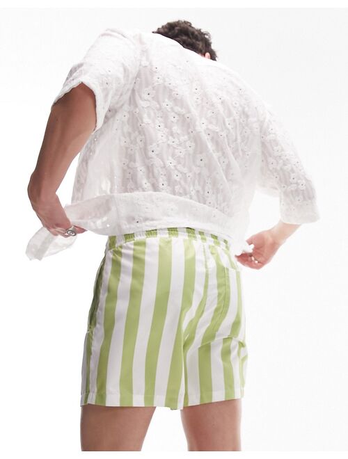 Topman bright stripe swim shorts in lime