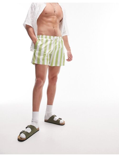 Topman bright stripe swim shorts in lime