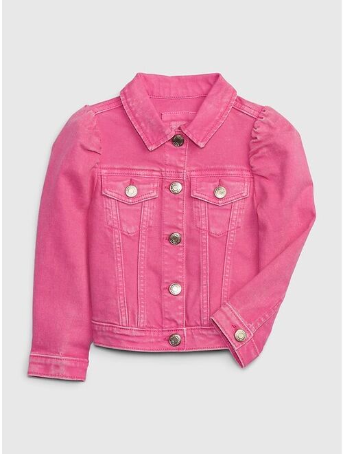 Gap Barbie Toddler Puff Sleeve Icon Denim Jacket with Washwell