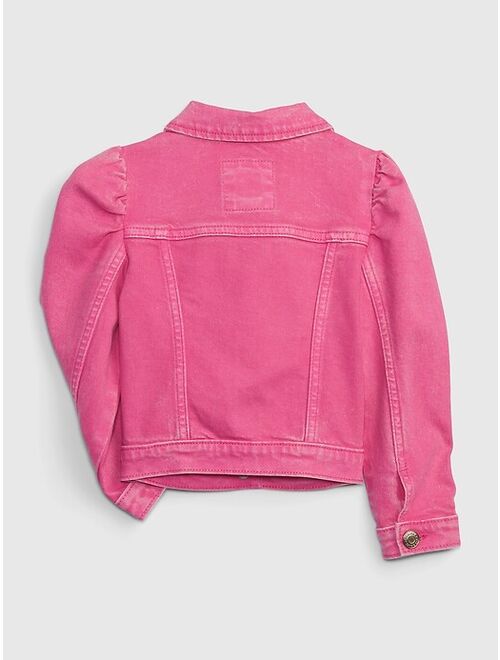 Gap Barbie Toddler Puff Sleeve Icon Denim Jacket with Washwell