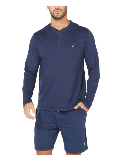Nautica Men's Soft, Breathable Long Sleeve Henley Pajama Shirt