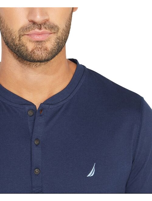 Nautica Men's Soft, Breathable Long Sleeve Henley Pajama Shirt