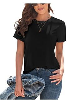 KevaMolly Basic T Shirts for Women UPF 50+ Short Sleeve Casual Summer Tops Trendy Solid Loose Fit Tshirt