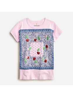 Girls' glitter cherry bandana graphic T-shirt