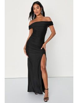 Absolute Glamour Black Off-the-Shoulder Maxi Dress