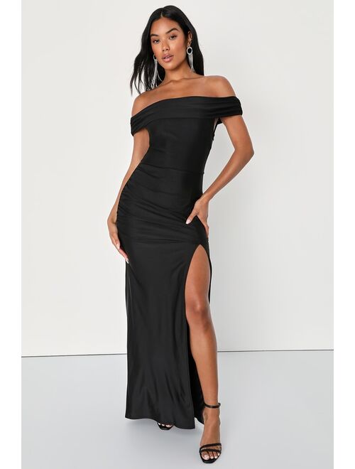Lulus Absolute Glamour Black Off-the-Shoulder Maxi Dress