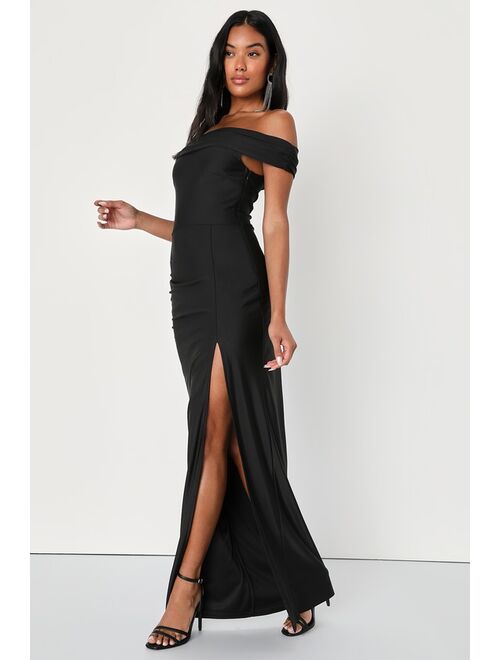 Lulus Absolute Glamour Black Off-the-Shoulder Maxi Dress