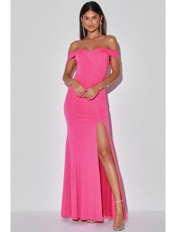 Song of Love Hot Pink Off-the-Shoulder Maxi Dress