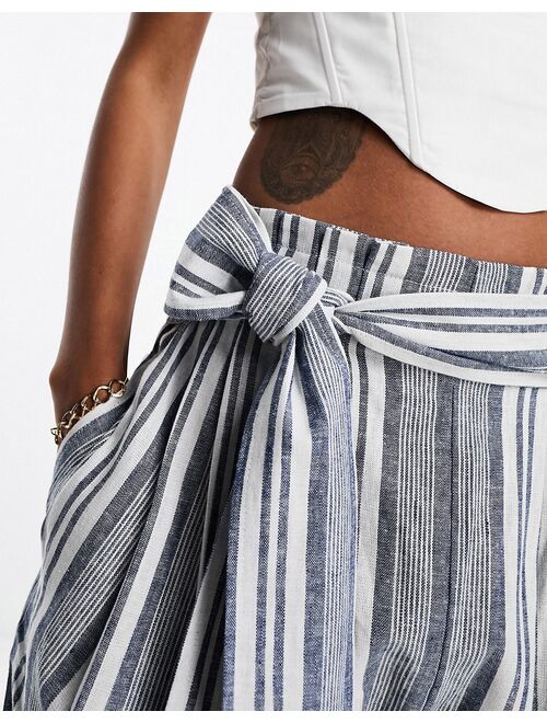 Native Youth paperbag tie waist pants in blue stripe