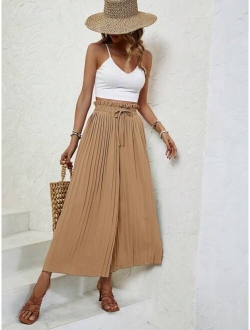 VCAY Crop Cami Top Paperbag Waist Pleated Wide Leg Pants