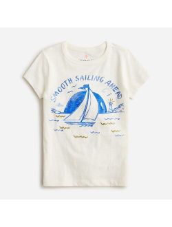 Girls' short-sleeve sailboat graphic T-shirt