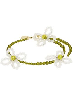 SIMONE ROCHA Green & White Beaded Daisy Bracelet