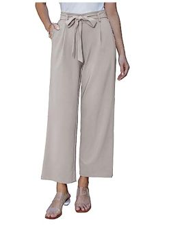 Women's Casual Wide Leg Pants Flowy Business Palazzo Pants with Pockets