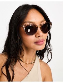 & Other Stories round sunglasses in beige