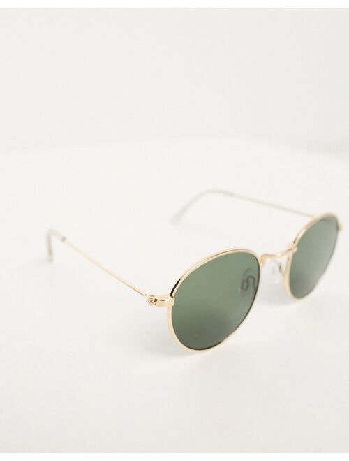 ASOS DESIGN metal round sunglasses with G15 lens