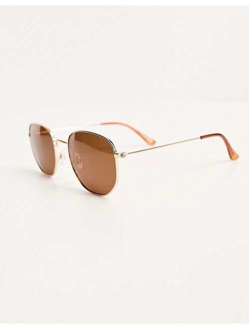 ASOS DESIGN polarized lens round metal sunglasses