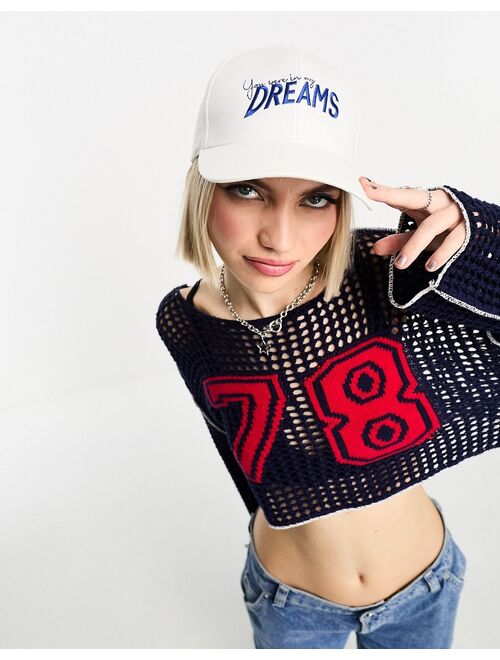 ASOS DESIGN slogan cap in white