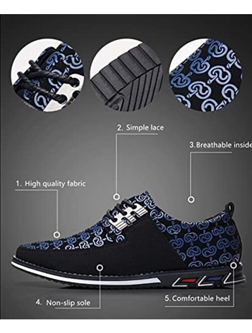 Veslexth Men Casual Business Loafers Sneakers Lace-up Fashion Luxury Leather for Male Breathable Office Dress Driving Walking Outdoor Comfortable Shoes