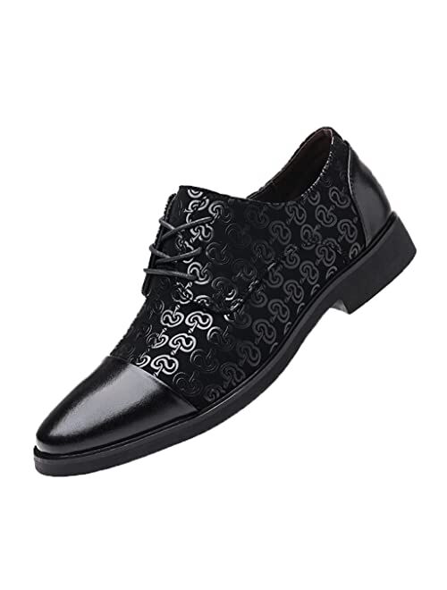 Veslexth Men Casual Business Loafers Sneakers Lace-up Fashion Luxury Leather for Male Breathable Office Dress Driving Walking Outdoor Comfortable Shoes
