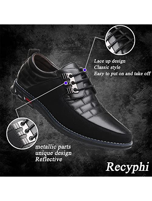 Recyphi Mens Oxford Derby Orthopedic Leather Shoes Casual Dress Sneakers Formal Business Loafers Comfortable Walking Driving Shoes