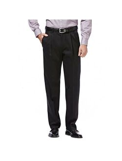 Mens Haggar Premium No-Iron Khaki Stretch Classic-Fit Pleated Expandable Waist Pants