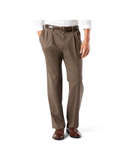 Stretch Easy Khaki Classic-Fit Pleated Pants