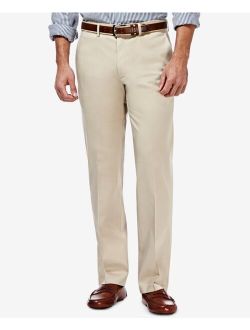 Mens Premium No Iron Khaki Straight-Fit Stretch Flat-Front Pants
