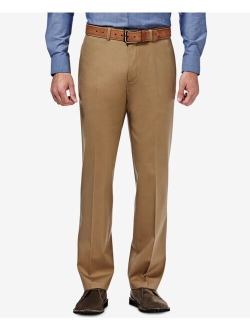 Mens Premium No Iron Khaki Straight-Fit Stretch Flat-Front Pants