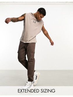 tapered cargo pants in chocolate brown
