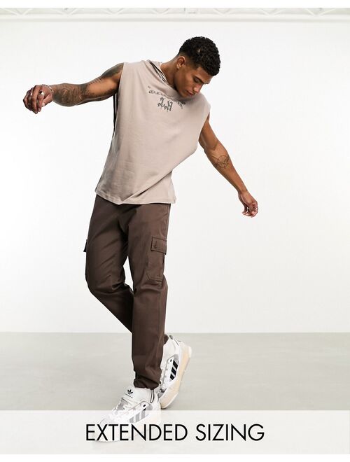 ASOS DESIGN tapered cargo pants in chocolate brown