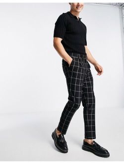 tapered smart pants in black window pane check