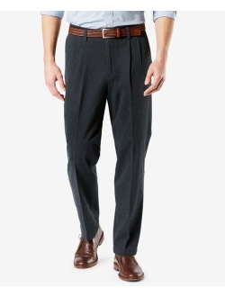 Men's Signature Lux Cotton Classic Fit Pleated Creased Stretch Khaki Pants