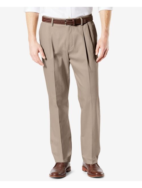 Dockers Men's Signature Lux Cotton Classic Fit Pleated Creased Stretch Khaki Pants
