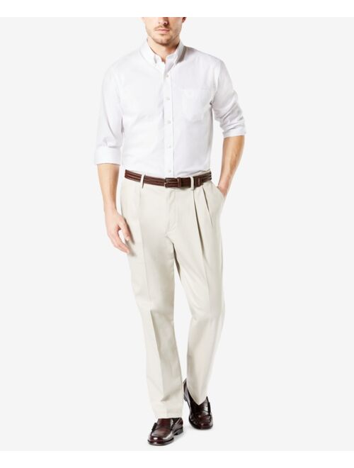 Dockers Men's Signature Lux Cotton Classic Fit Pleated Creased Stretch Khaki Pants