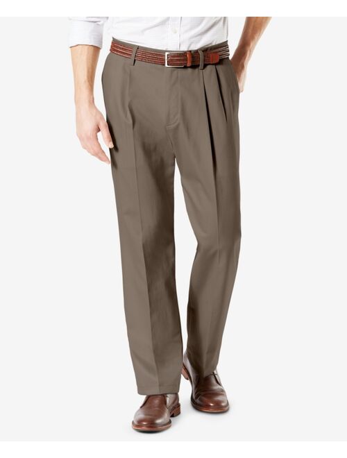 Dockers Men's Signature Lux Cotton Classic Fit Pleated Creased Stretch Khaki Pants