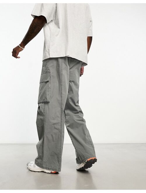 COLLUSION straight leg utility cargo pants in washed gray