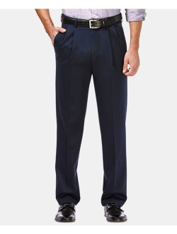Men's Premium No Iron Khaki Classic Fit Pleat Hidden Expandable Waist Pants