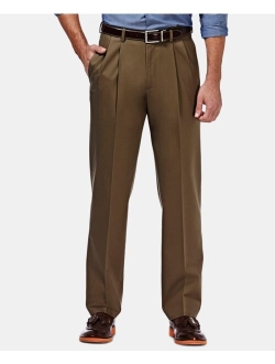 Men's Premium No Iron Khaki Classic Fit Pleat Hidden Expandable Waist Pants
