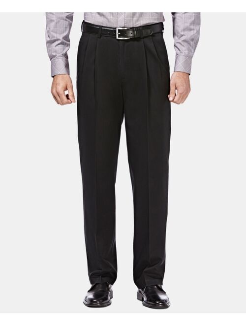 Haggar Men's Premium No Iron Khaki Classic Fit Pleat Hidden Expandable Waist Pants
